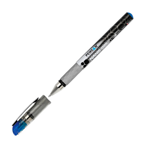 Ручка гелев. Pensan Nano Gel (6020/12BLUE) серебристый d=0.7мм игловидный пиш. наконечник линия 0.5м 12 шт./кор