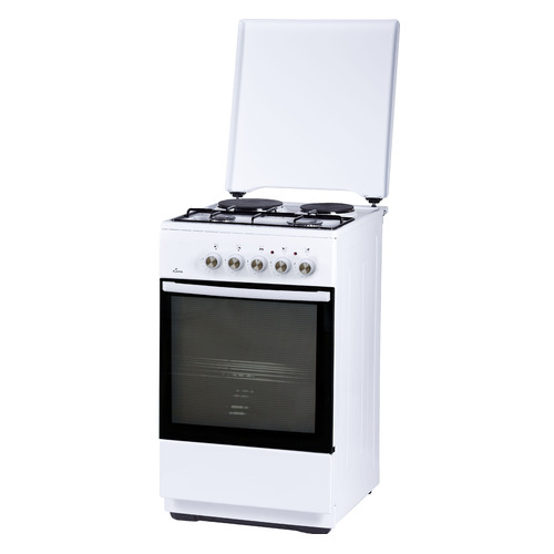 Газовая плита Flama L FK 2212 W, электрическая духовка, металлическая крышка, сталь, белый