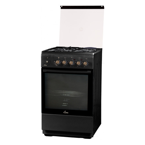 Газовая плита Flama L RK 23-126 At, электрическая духовка, стеклянная крышка, сталь, антрацит