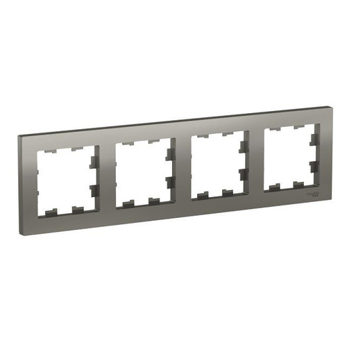Рамка Schneider Electric AtlasDesign ATN000904 наклад. 4x гориз.мон. термопласт нержавеющая сталь
