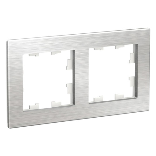 Рамка Schneider Electric AtlasDesign ATN312102 наклад. 2x гориз.мон. металл серебро