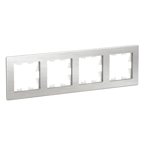 Рамка Schneider Electric AtlasDesign ATN312104 наклад. 4x гориз.мон. металл серебро