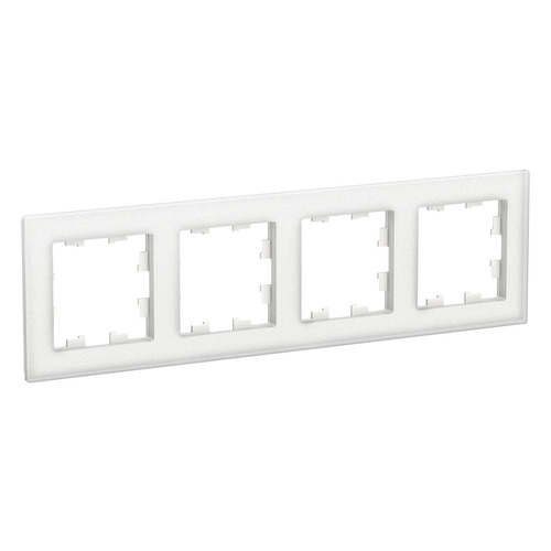 Рамка Schneider Electric AtlasDesign ATN330104 наклад. 4x гориз.мон. стекло белый (упак.:1шт)