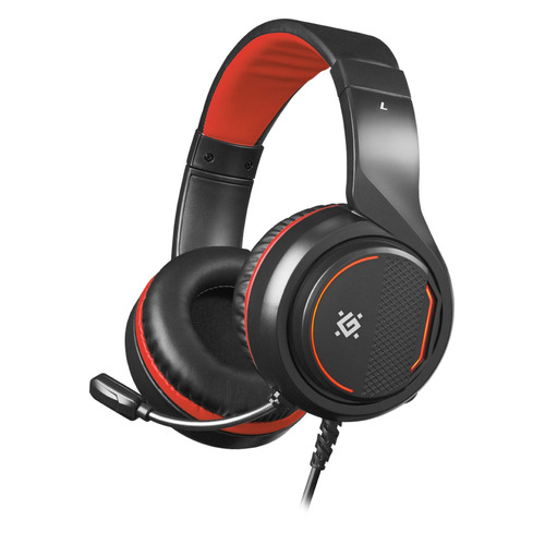 Гарнитура игровая Defender Apex, для компьютера, накладные, черный / красный [64525]