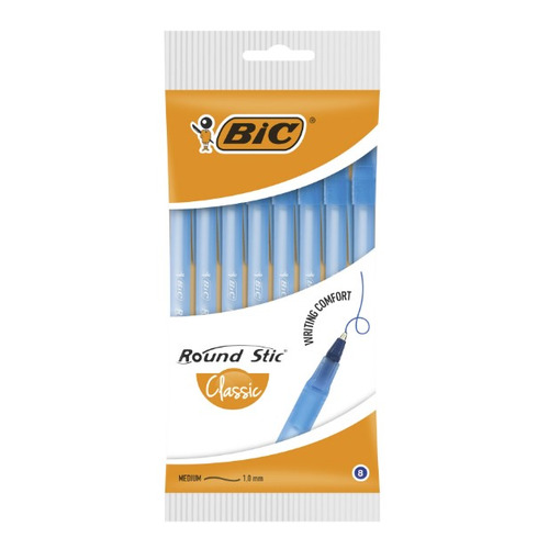 Набор ручек шариков. Bic Round Stic (928497) d=0.32мм пакет (8шт) 1стерж. 6 шт./кор