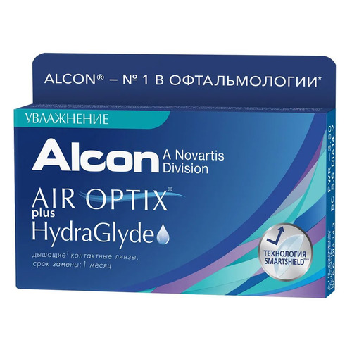 Контактные линзы ALCON Air Optix plus HydraGlyde, 8.6мм, -1,75, 6шт