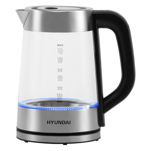 Чайник электрический Hyundai HYK-G4600, 2200Вт, прозрачный и черный