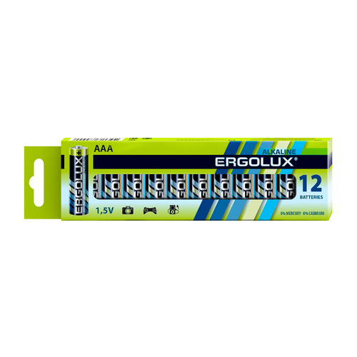 AAA Батарейка ERGOLUX Alkaline LR03 BP-12, 12 шт. 1150мAч