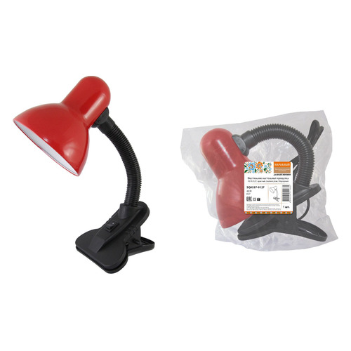 Светильник настольный TDM ELECTRIC SQ0337-0127, на прищепке, 60Вт, красный