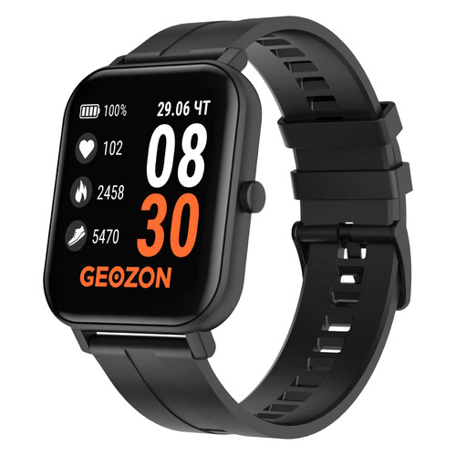 Смарт-браслет GEOZON Runner, 1.4", черный / черный [g-sm12blk]
