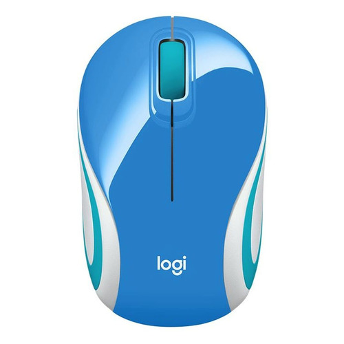 Мышь Logitech M187, оптическая, беспроводная, USB, голубой и белый [910-002733]