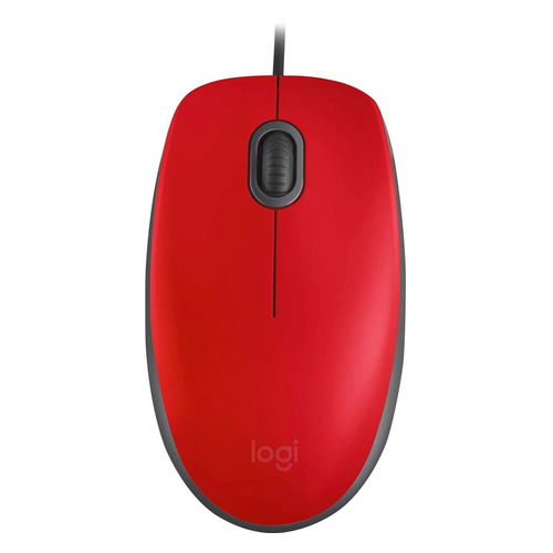Мышь Logitech M110 Silent (M110s), оптическая, проводная, USB, красный и черный [910-005489]