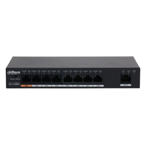 Коммутатор Dahua DH-PFS3009-8ET1GT-96 8x100Mb 1G 7PoE+ 96W неуправляемый