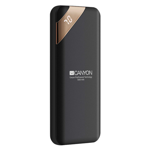 Внешний аккумулятор (Power Bank) Canyon PB-54, 5000мAч, черный [cne-cpbp5b]