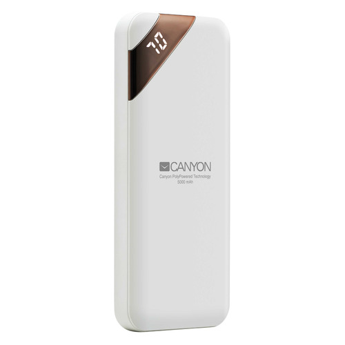 Внешний аккумулятор (Power Bank) Canyon PB-54, 5000мAч, белый [cne-cpbp5w]