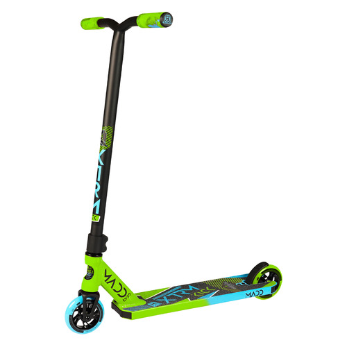 Самокат MADD GEAR Kick Extreme Scooter, трюковый, 2-колесный, зеленый/синий [212-353]