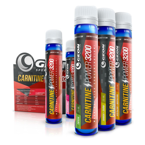 Жиросжигатель GEON Carnitine Power, 20x25мл, 20, ампулы, 500мл, клубничный мохито
