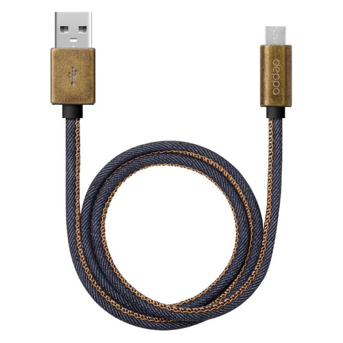 Кабель Deppa Jeans, micro USB (m) - USB (m), 1.2м, в оплетке, 2.4A, синий [72276]