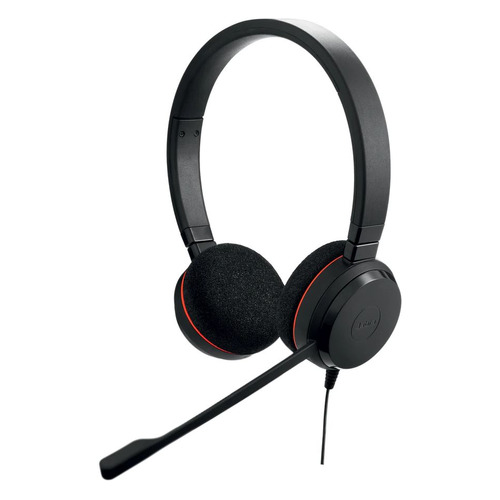 Гарнитура Jabra Evolve 20 Stereo MS, для компьютера, накладные, черный / красный [4999-823-189]