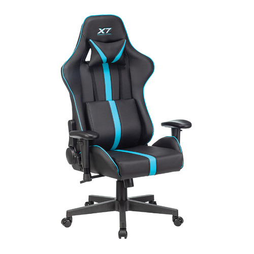 Кресло игровое A4TECH X7 GG-1200, на колесиках, искусственная кожа, черный/голубой