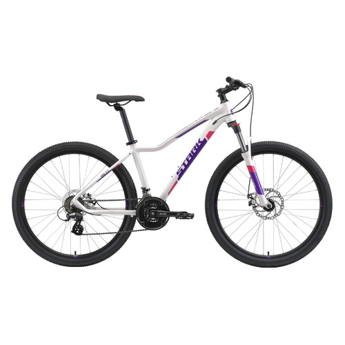 Велосипед STARK Viva 27.2 D (2020-2021), горный (взрослый), рама 14.5", колеса 27.5", белый/фиолетовый, 15.9кг [hq-0004704]