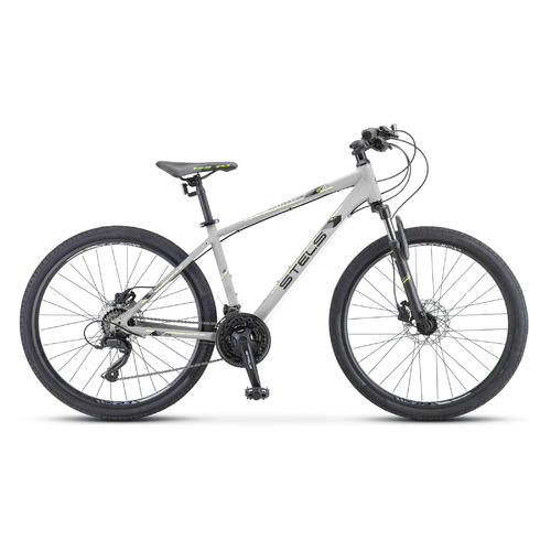 Велосипед STELS Navigator-590 D (K010) горный (взрослый), рама 18", колеса 26", серый/салатовый, 15.38кг [lu089782]
