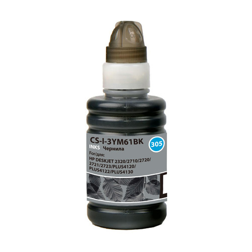 Чернила Cactus CS-I-3YM61BK №305, для HP, 100мл, черный