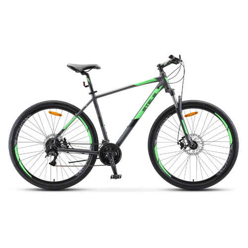 Велосипед STELS Navigator-920 MD V010 (2020-2021), горный (взрослый), рама 16.5", колеса 29", антрацитовый/зеленый, 18.2кг [lu085108]