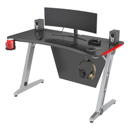 Стол игровой Cactus CS-GTZ-SL-CARBON-RED, МДФ, карбон