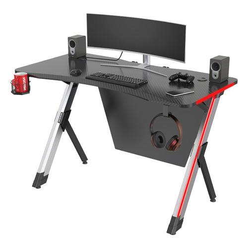 Стол игровой Cactus CS-GTX-AL-CARBON-RED, МДФ, карбон