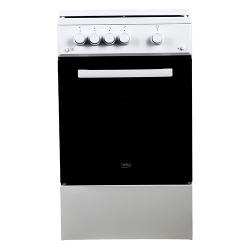 Газовая плита Beko FSG52020FW, газовая духовка, без крышки, эмалированная сталь, белый и черный