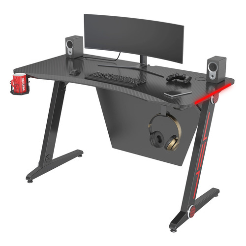 Стол игровой Cactus CS-GTZ-BK-CARBON-RED, МДФ, карбон