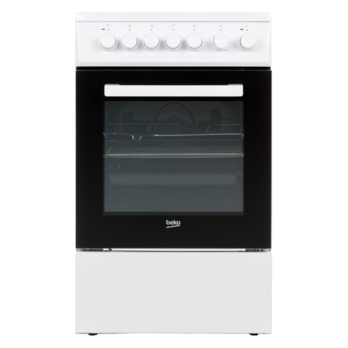 Электрическая плита Beko FSE57W, стеклокерамика, без крышки, белый/черный