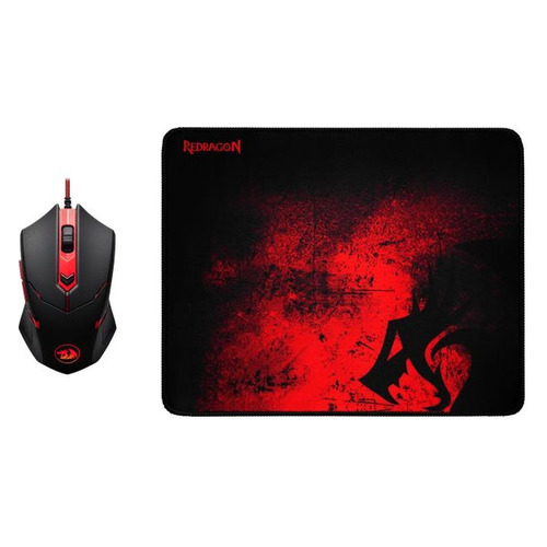 Мышь REDRAGON M601BA, игровая, оптическая, проводная, USB, черный и красный [78226]