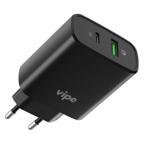 Сетевое зарядное устройство Vipe 38W, USB + USB type-C, 3A, черный [vptst38wblk]