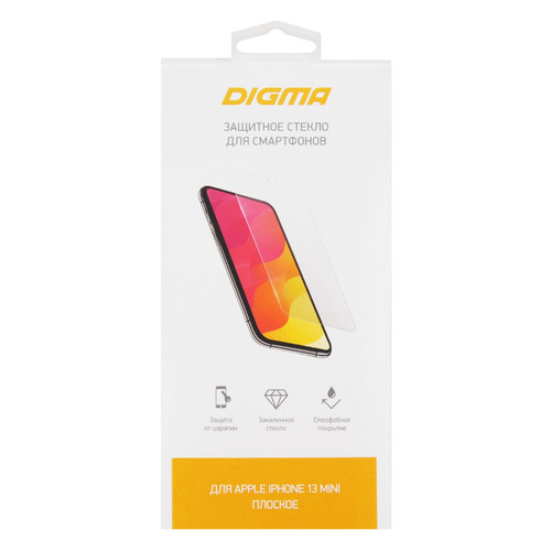Защитное стекло для экрана Digma DGG1AP13MA для Apple iPhone 13 mini прозрачная, 1 шт