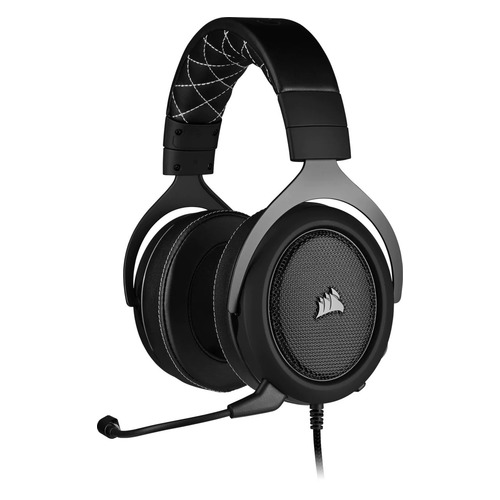 Гарнитура игровая Corsair HS60 Pro Surround, для ПК и игровых консолей, накладные, черный матовый / белый [ca-9011213-eu]