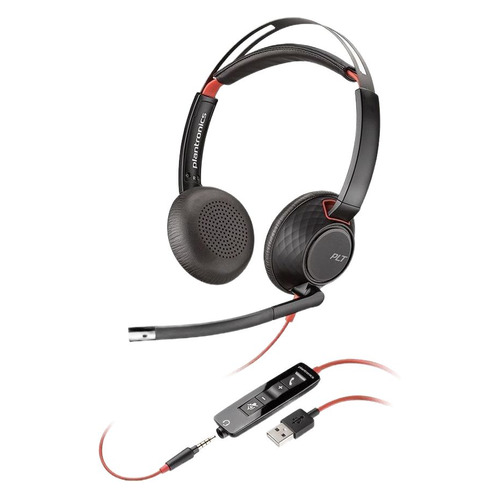 Гарнитура POLY Blackwire C5220, для компьютера, накладные, черный [207576-201]