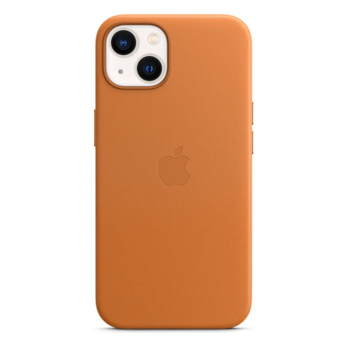 Чехол (клип-кейс) Apple Leather Case with MagSafe, для Apple iPhone 13, золотистая охра [mm103ze/a]