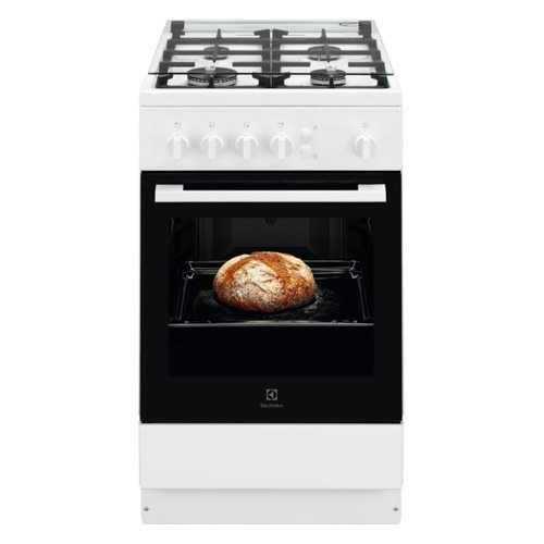 Газовая плита Electrolux RKG500003W, газовая духовка, стеклянная крышка, белый и черный