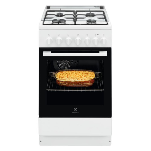 Газовая плита Electrolux RKK520000W, электрическая духовка, стеклянная крышка, белый и черный