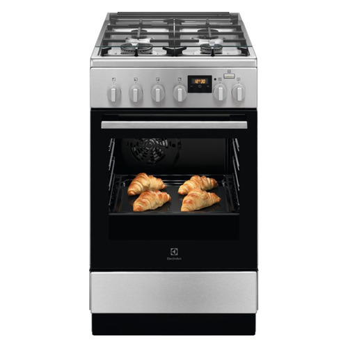 Газовая плита Electrolux RKK560200X, электрическая духовка, стеклянная крышка, нержавеющая сталь и черный