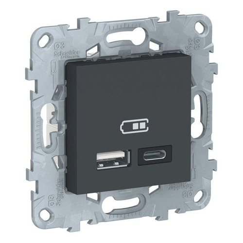 Розетка USB Schneider Electric Unica New NU501854, скрытая, IP20, антрацит