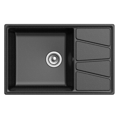 Кухонная мойка GRANFEST Vertex GF-V-780L, искусственный мрамор, 50см х 78см, черный