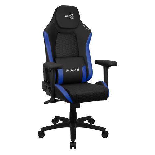 Кресло игровое Aerocool CROWN Black Blue, на колесиках, искусственная кожа, черный/синий [00030302]
