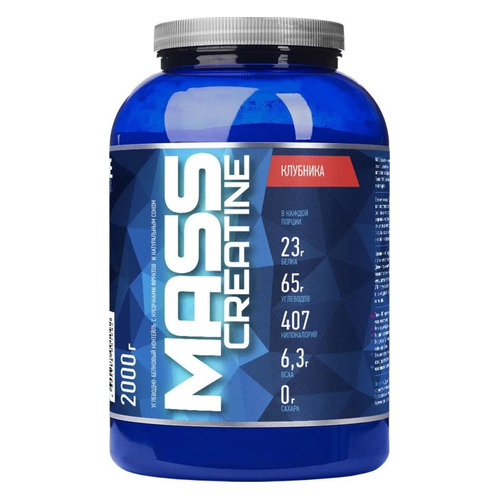 Гейнер RLINE Mass+Creatine, 1, порошок, 2кг, клубника