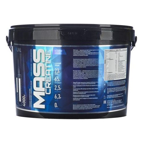 Гейнер RLINE Mass+Creatine, 1, порошок, 4кг, клубника