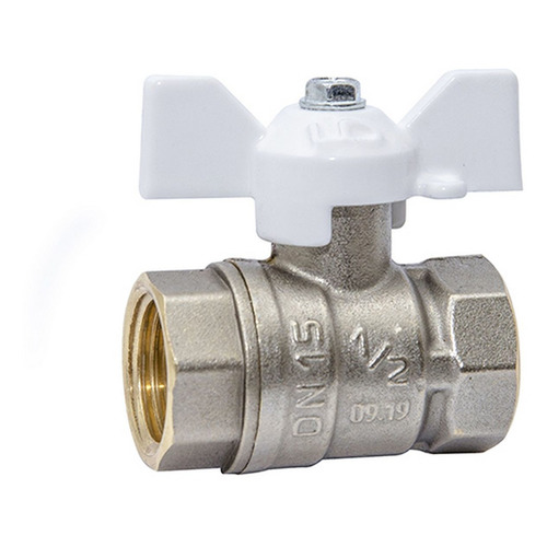 Кран шаровый LD 544493, проходной запорный, 1/2", внутренняя/внутренняя резьба