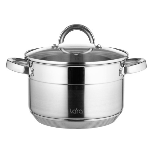 Кастрюля LARA LR02-400, 2л, с крышкой, серебристый