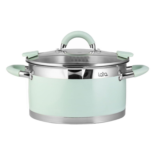 Кастрюля LARA LR02-544, 5.7л, с крышкой, зеленый